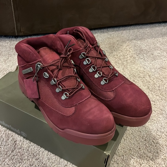 Timberland Field Boots F/L WP burgundy suede new waterproof Mens Size 10.5 - Picture 2 of 16
